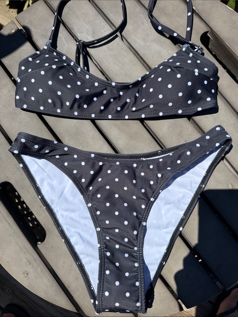 SHEIN Black & White Polka Dot Bikini Set NIB